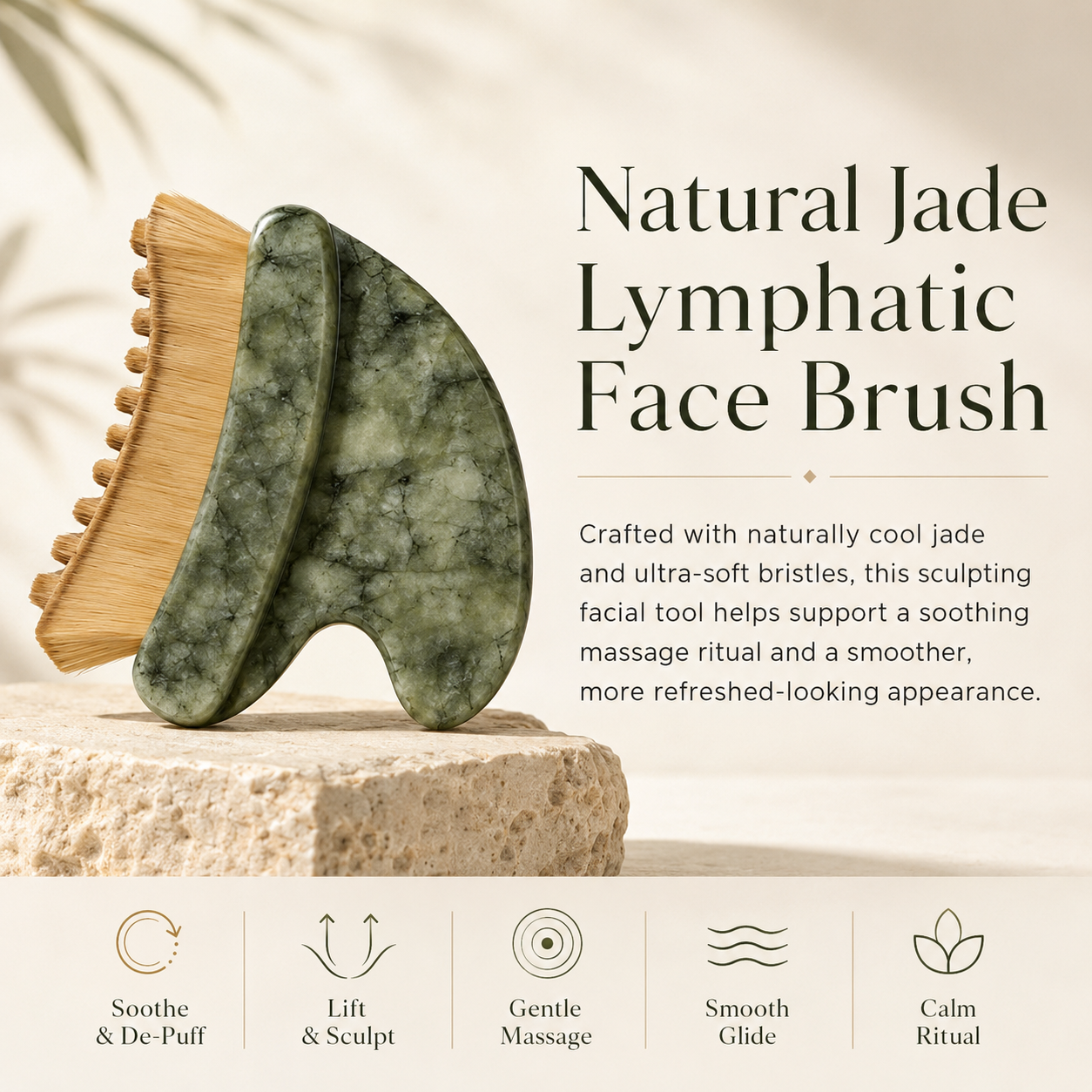 Lymphatic Contour Face Brush – Dual-Ended Dry Brush & Cool-Touch Sculpting Edge