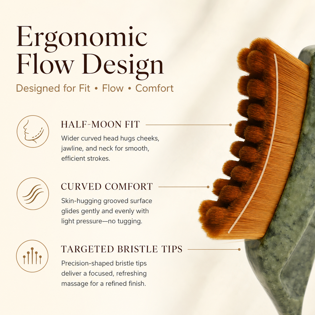 Lymphatic Contour Face Brush – Dual-Ended Dry Brush & Cool-Touch Sculpting Edge