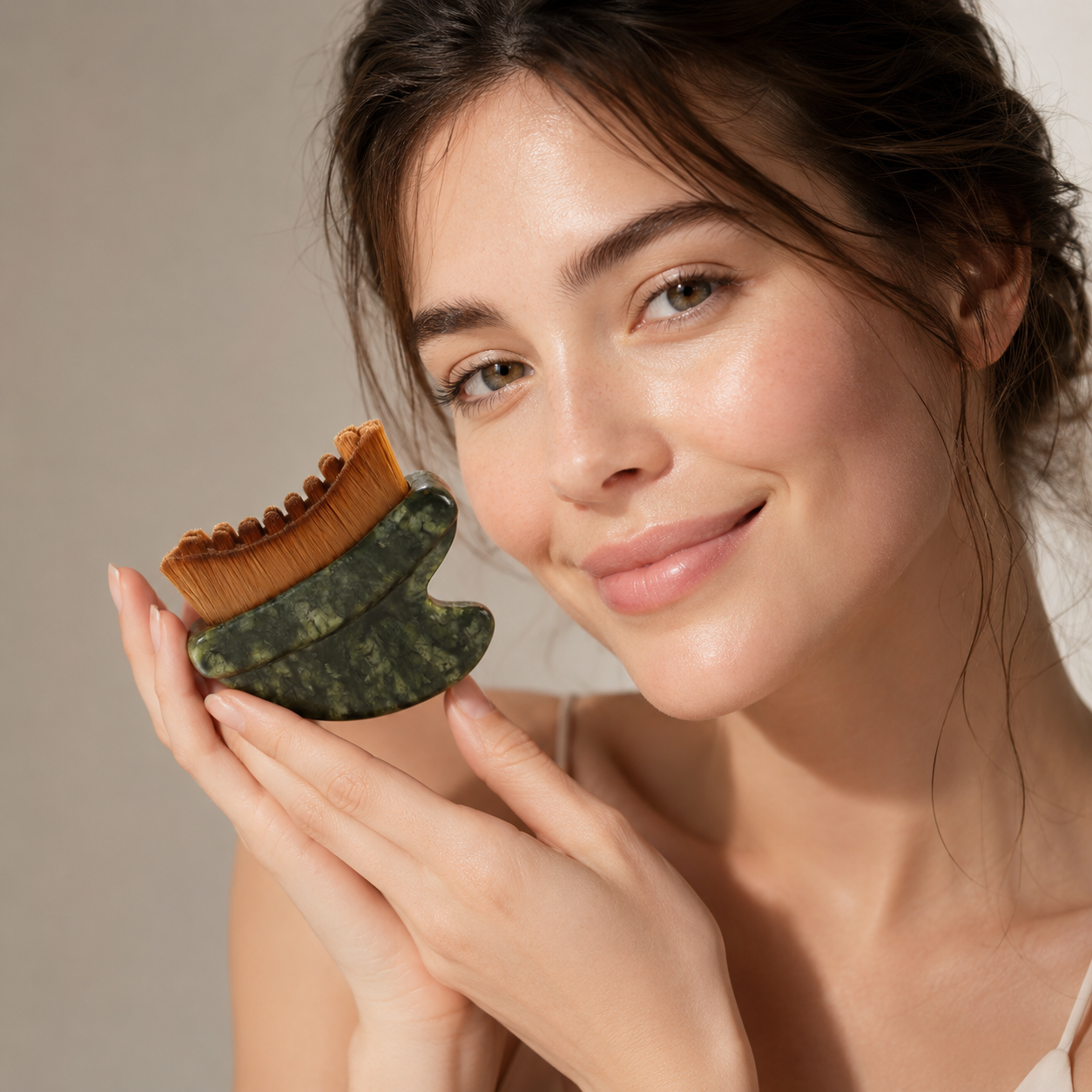 Lymphatic Contour Face Brush – Dual-Ended Dry Brush & Cool-Touch Sculpting Edge